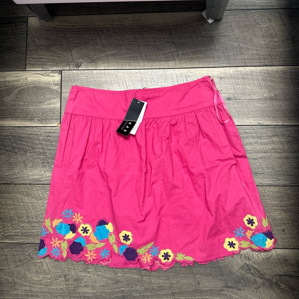 KAS Kidture girl pink skirt with floral detail. Sz 14